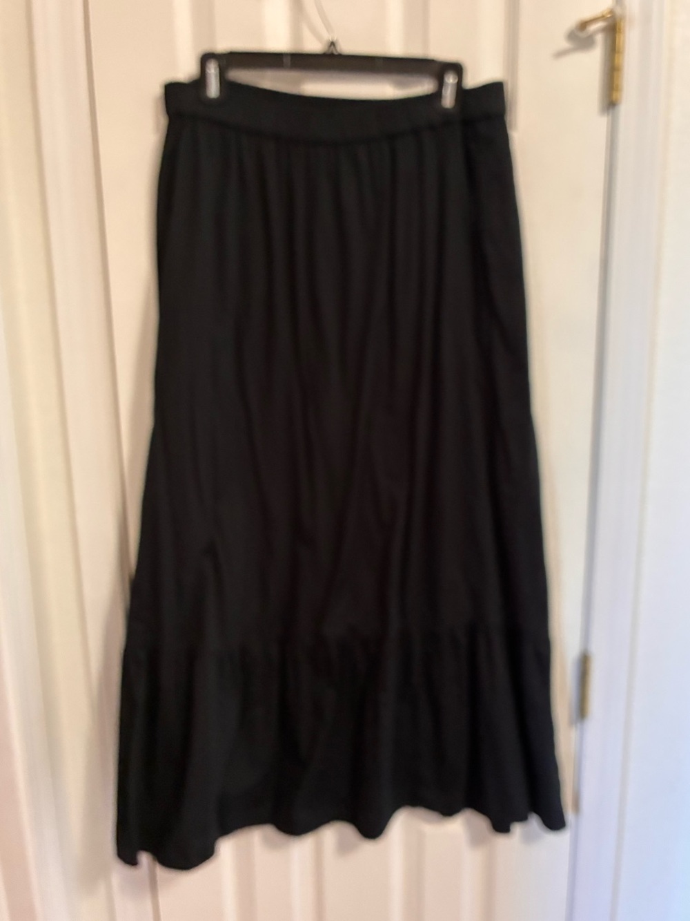The Drop Black Maxi Skirt with Ruffled Hem